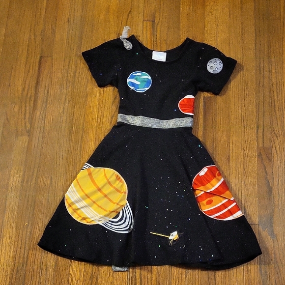 Princess Awesome Black Dress with Planet Design - Picture 1 of 5